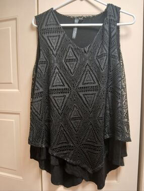 Black Crochet Overlay Tank